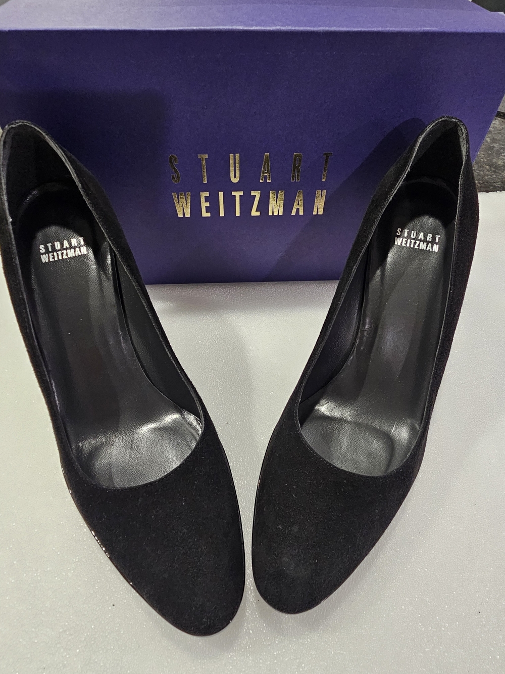 Stuart Weitzman Black Suede Classic Pumps 4inch Heel